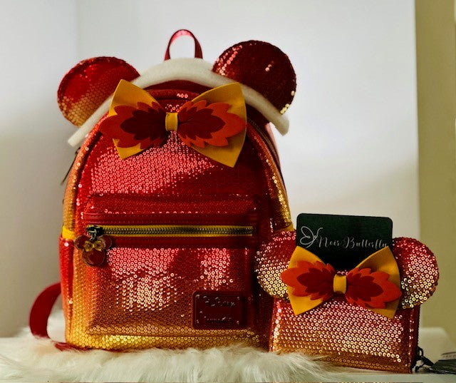 Loungefly Autumn Minnie Sequin Backpack and Wallet Set