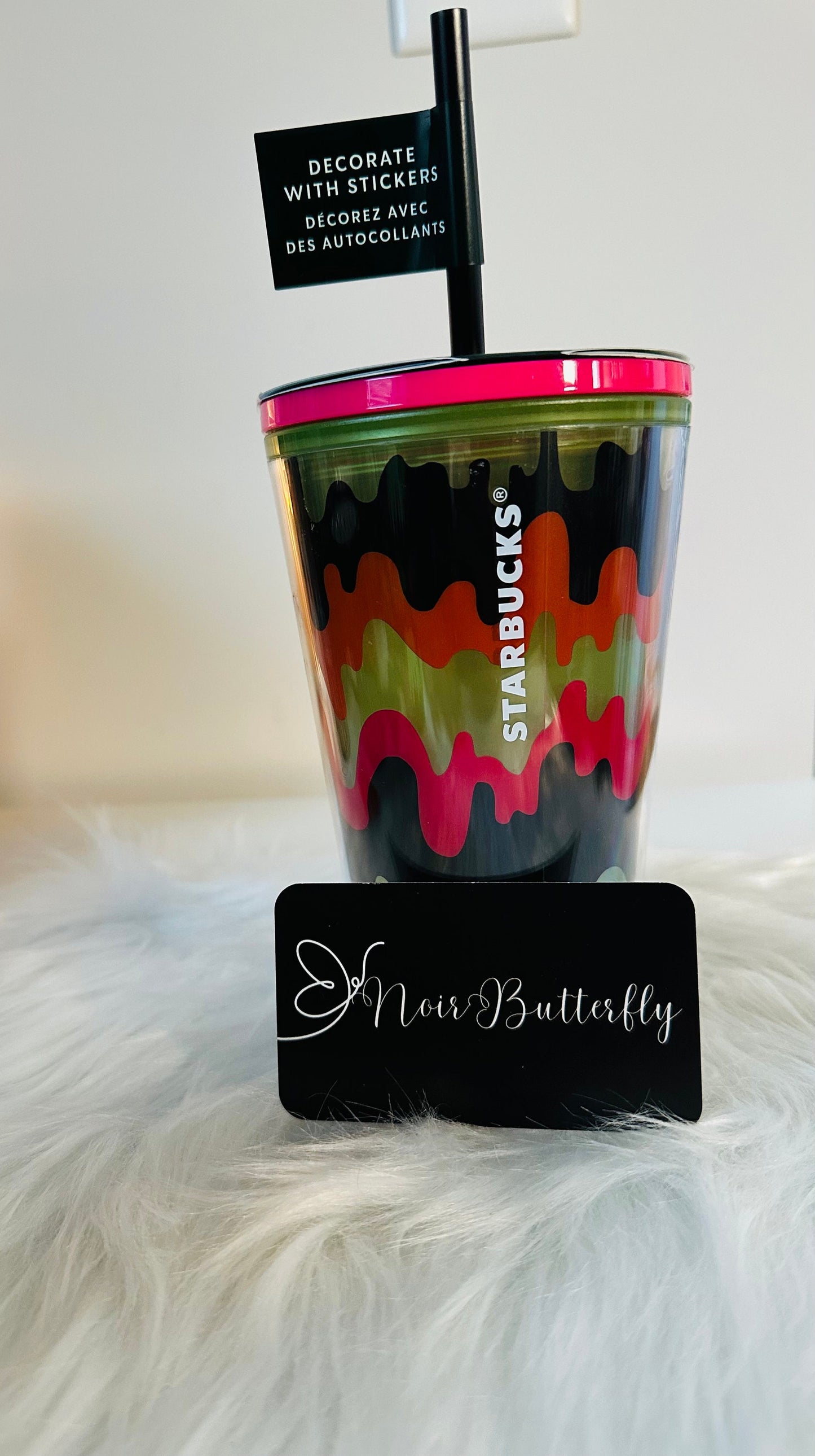 2023 AUTHENTIC STARBUCKS HALLOWEEN Glow in the Dark Grande Slime plastic Tumbler with stickers