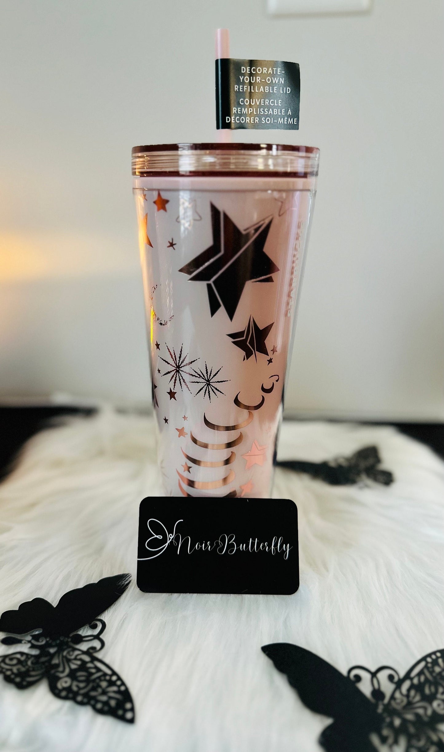 2023 Christmas Collection AUTHENTIC NEW STARBUCKS Moon and Stars Cold Cup Tumbler with Customizable Lid***Limited Edition Holiday Tumbler*