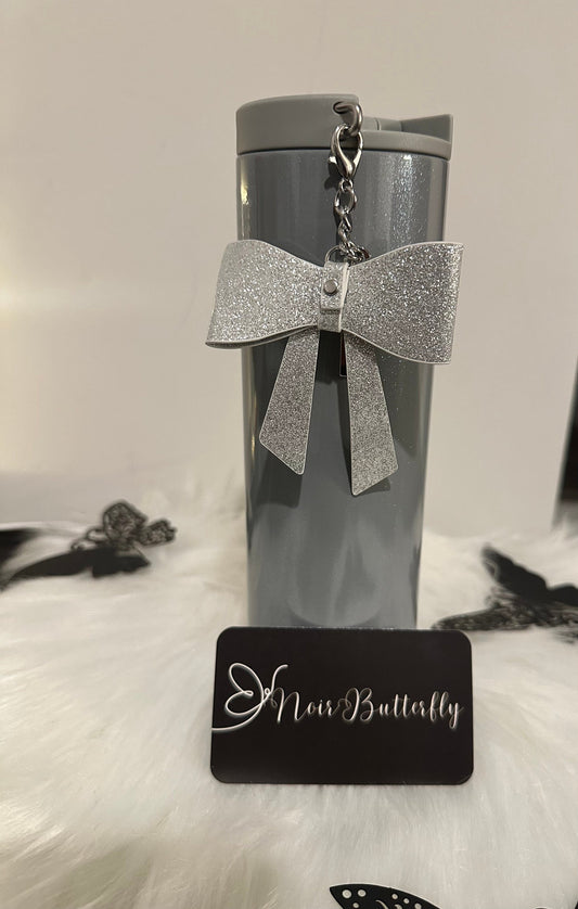 2023 Christmas Collection AUTHENTIC NEW STARBUCKS Silver Stainless Steel Hot Tumbler with removable Bow Keychain ***Limited Edition***