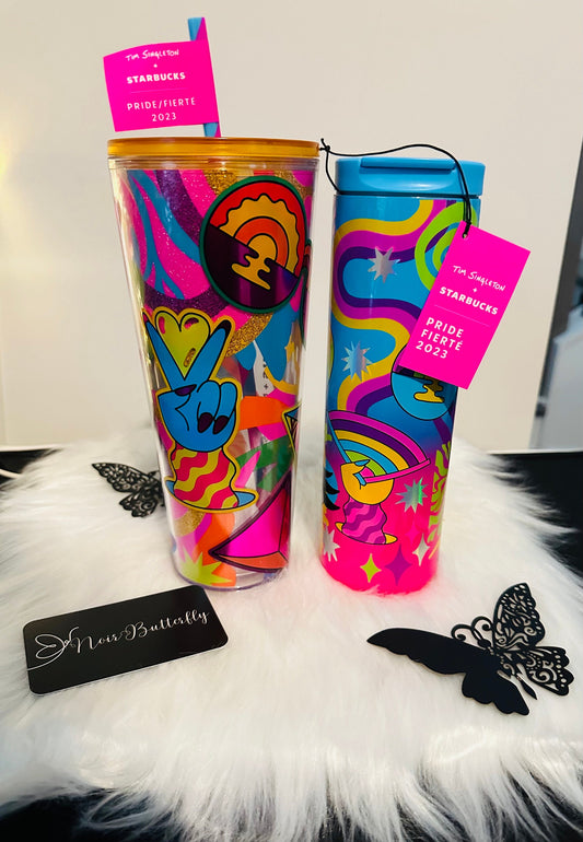 2023 AUTHENTIC STARBUCKS PRIDE Stainless Steel and Gold Tumbler Set **Limited Edition Collection**