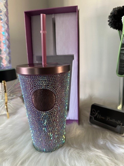 Limited Edition Authentic Starbucks China Numbered Purple Rhinestone Tumbler With Gift Box